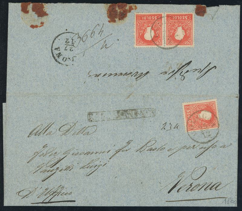 Lombardo Veneto - Storia Postale, combinazione non comune