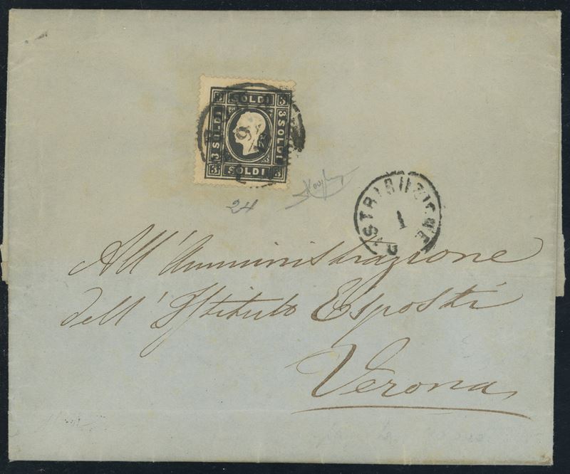 Lombardo Veneto - II emissione, 3 soldi I tipo isolato per città.