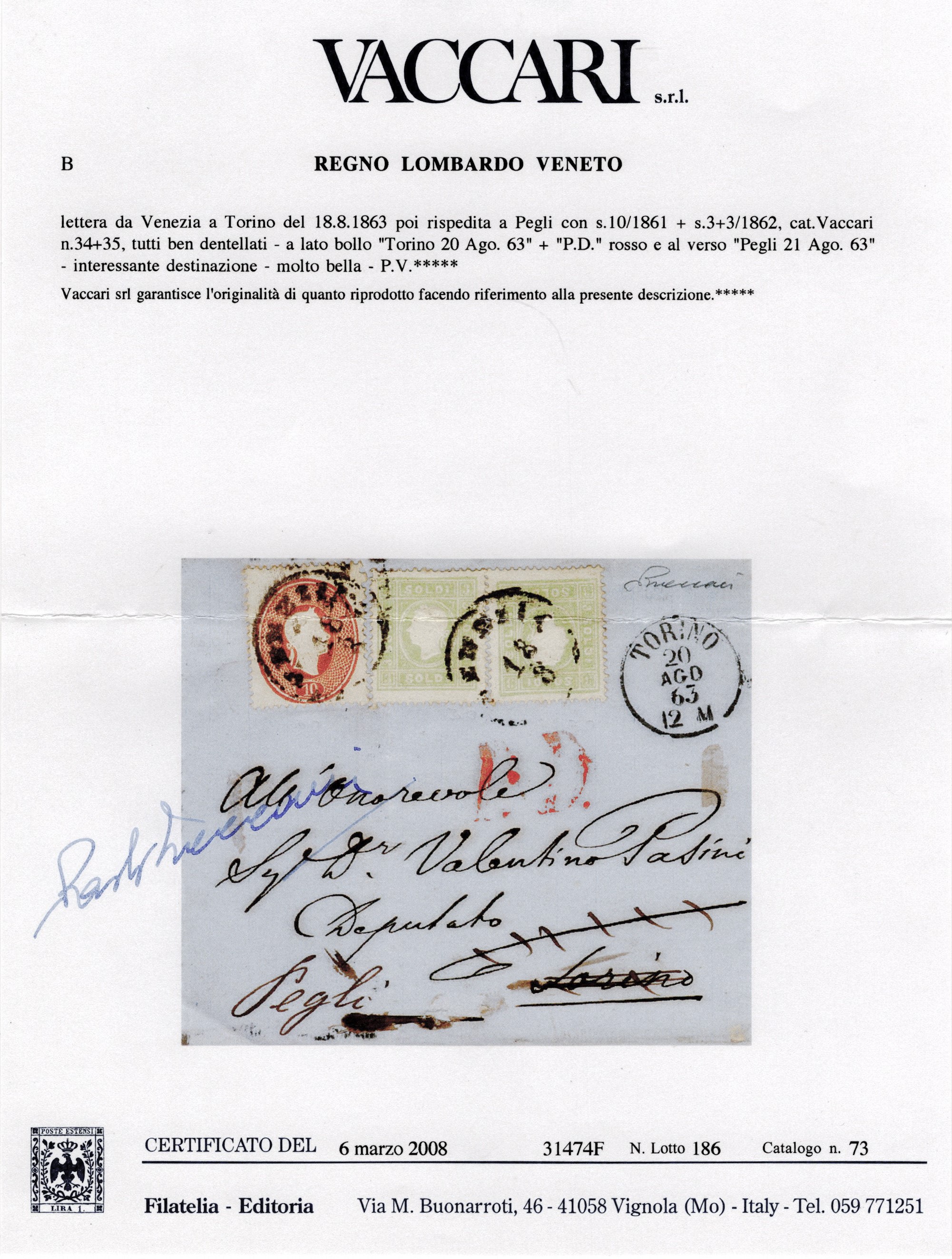 Lombardo Veneto - Storia Postale, Rispedizioni.