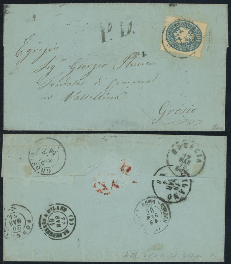 Lombardo Veneto - Storia Postale, 1° distanza austriaca per la 1° distanza italiana