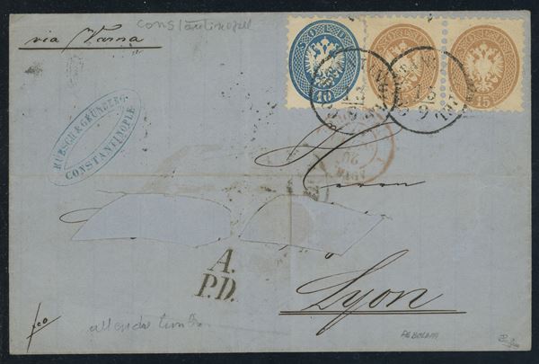 Lombardo Veneto- Storia Postale, V emissione usata nel levante austriaco ''Costantinopel''