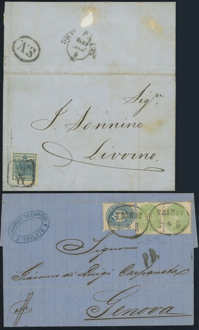 Austria, Due lettere della I e della V emissione del 1850