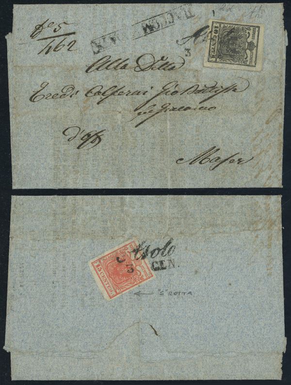 Lombardo Veneto - Storia Postale, raccomandata per distretto.