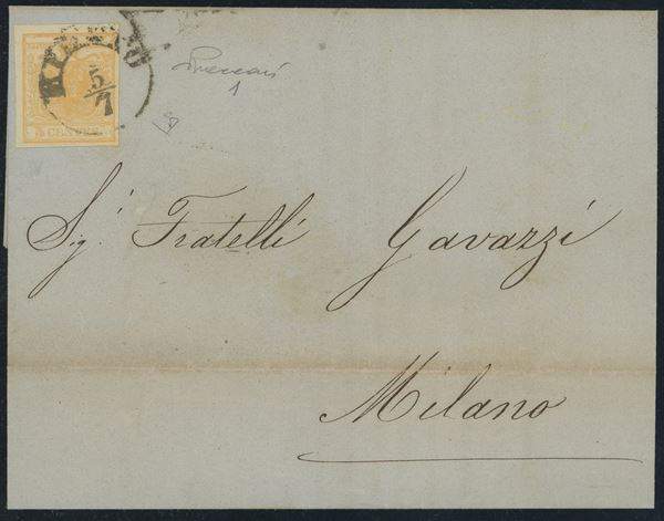 Lombardo Veneto - Storia Postale, 5 cent. isolato per città.