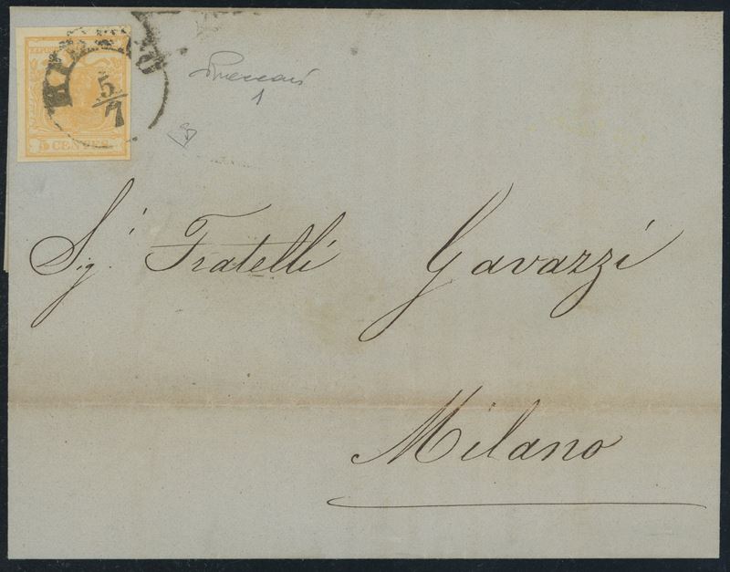 Lombardo Veneto - Storia Postale, 5 cent. isolato per città.