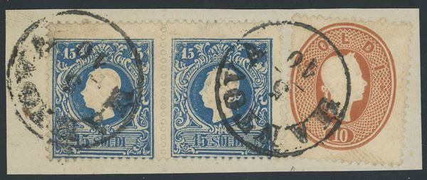 Lombardo Veneto - Affrancatura mista di due emissioni