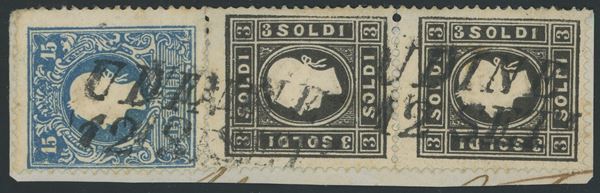 Lombardo Veneto - II emissione, bella affrancatura bicolore.