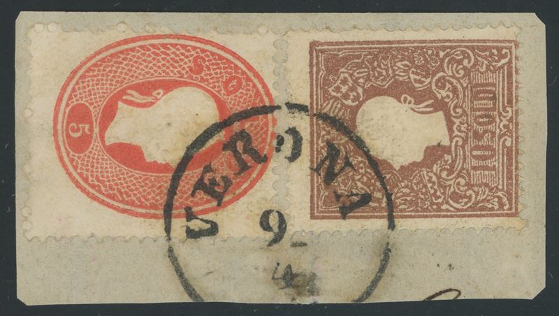 Lombardo Veneto - Affrancatura mista di due emissioni