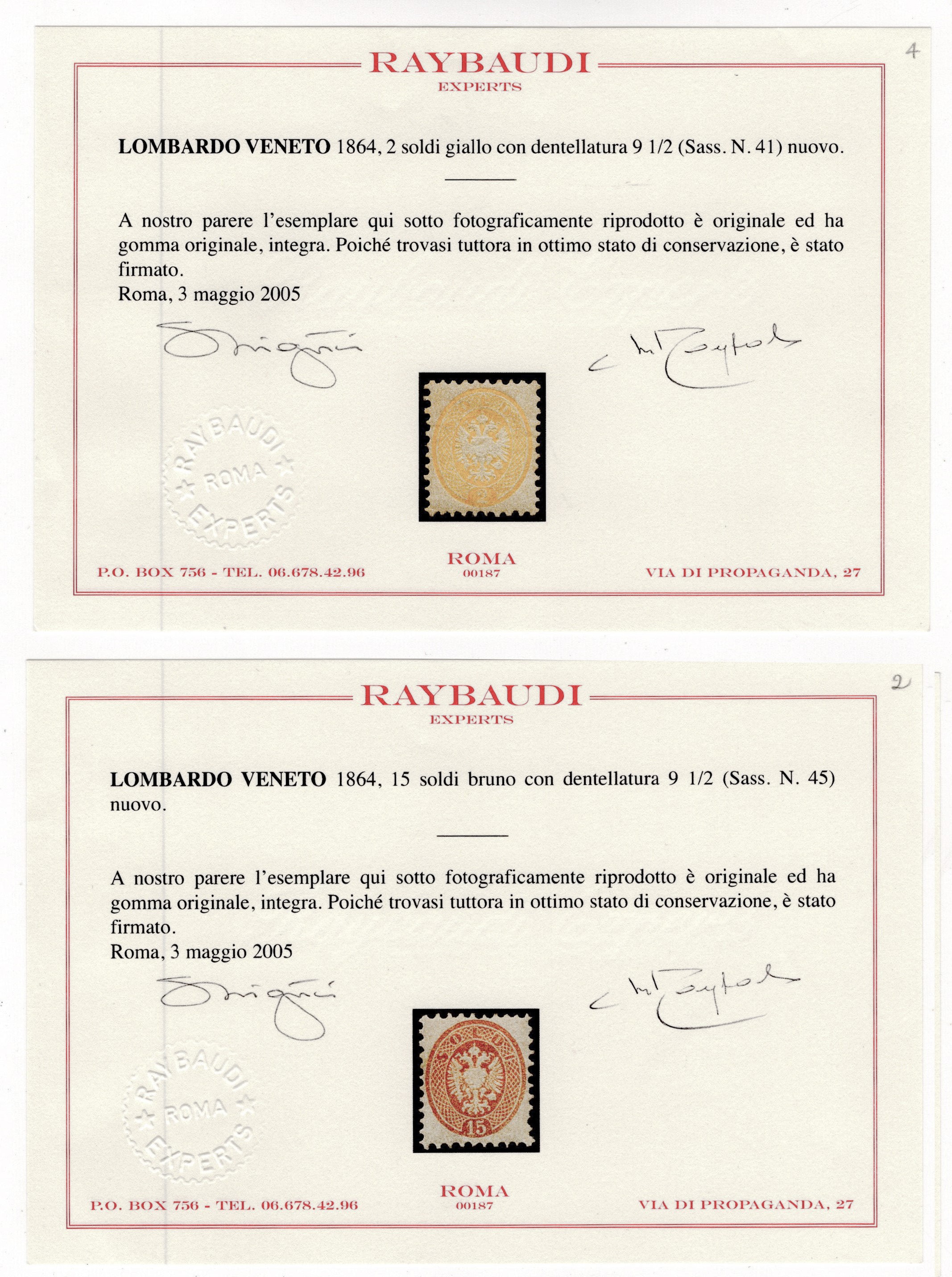 Lombardo Veneto - V emissione, la serie nuova con gomma integra MNH.