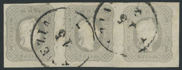 Lombardo Veneto - Francobolli per Giornali, 1,05s. in striscia di tre.