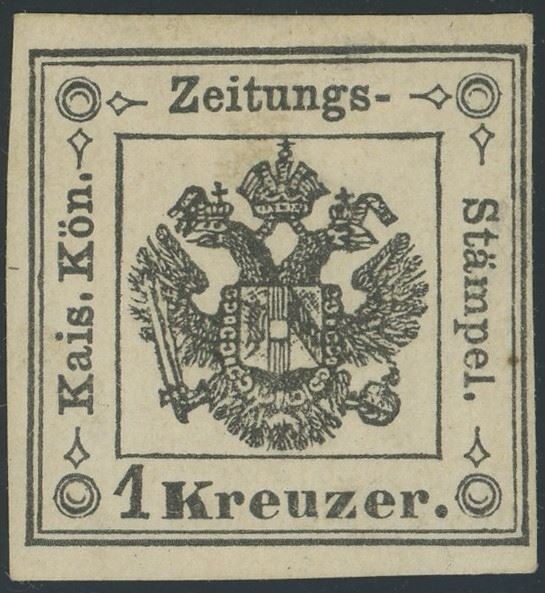 Lombardo Veneto - Segnatasse per Giornali, 1Kr. nero nuovo con gomma