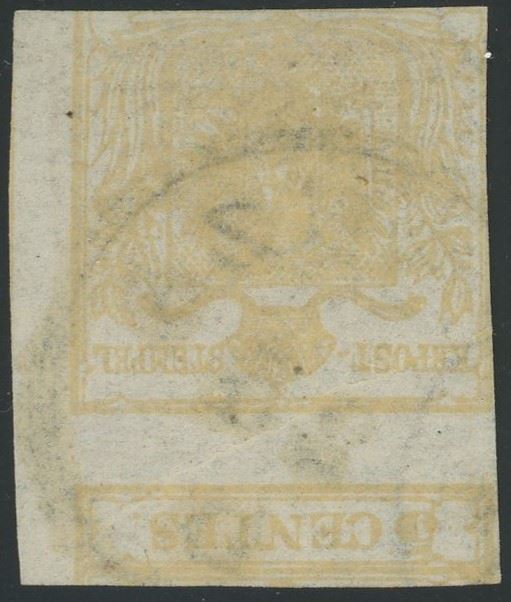 Lombardo Veneto - I emissione, 5 cent. con stampa recto-verso