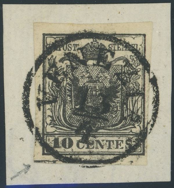 Lombardo Veneto - I emissione, 10 cent. con spazio tipografico.