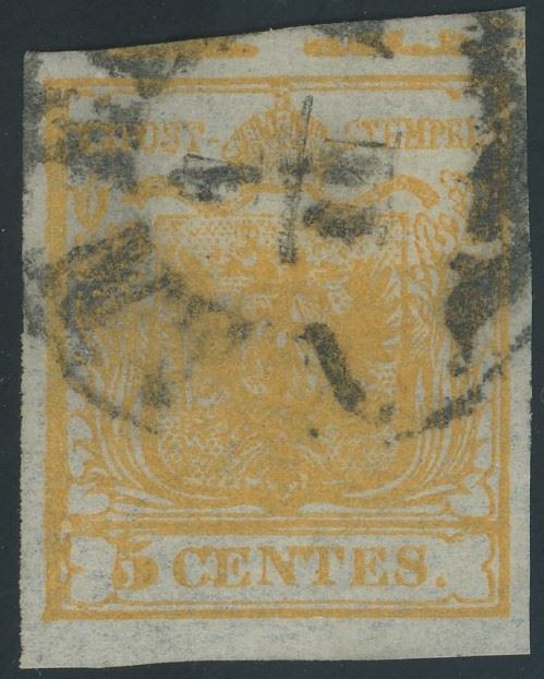 Lombardy Veneto - 1st issue, 5 cents with typographic space