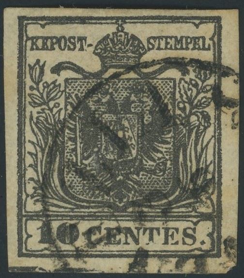 Lombardo Veneto - I emissione, 10 cent. con spazio tipografico