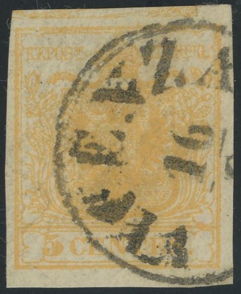 Lombardy Veneto - 1st issue, 5 cents with typographic space