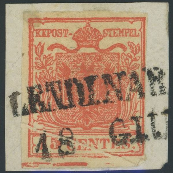 1850 - 15 cent. II tipo con spazio tipografico e  Pli d'accordéon