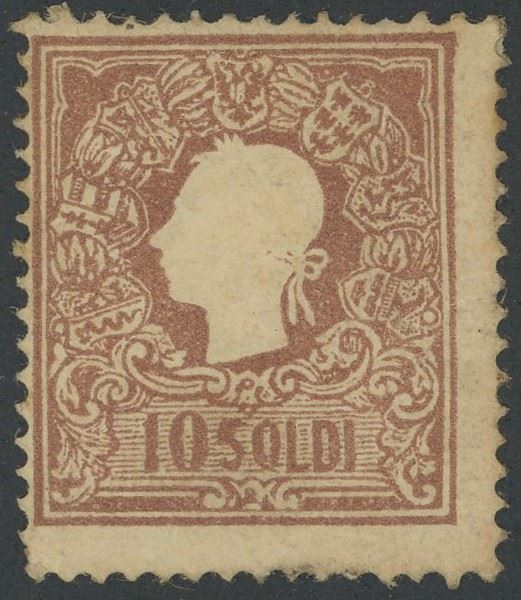 Lombardo Veneto, II emissione 10 soldi n. 31 nuovo con gomma