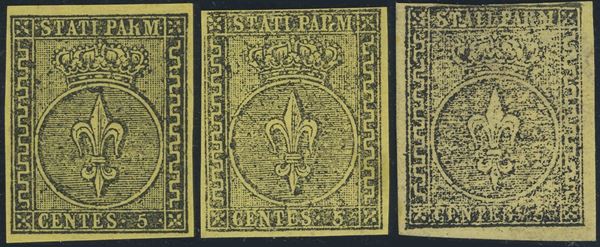Parma - 1st issue, The three colors of the 5 cents