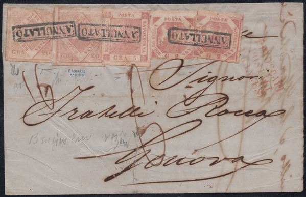 Napoli - Straordinaria affrancatura 20 + 20 + 5 + 2 + 2gr.