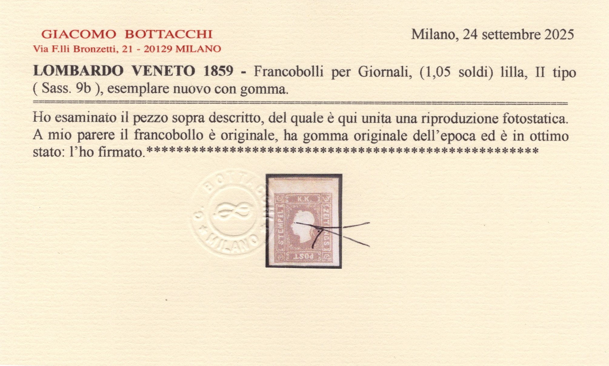 L. Veneto/F. per Giornali, 1.05s. lilla nuovo con gomma