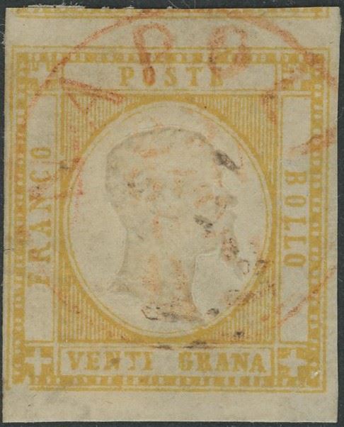 Prov. Napoletane, 20 gr. giallo arancio, usato con annullo di Napoli