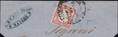 Prov. Napoletane, 5 gr. rosso carminio n. 21 - Annullato 'Vapore Commerciale - Posta di Messina' ...