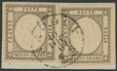 Prov. Napoletane, 1/2 grano inedito con filetto in basso, 1861
