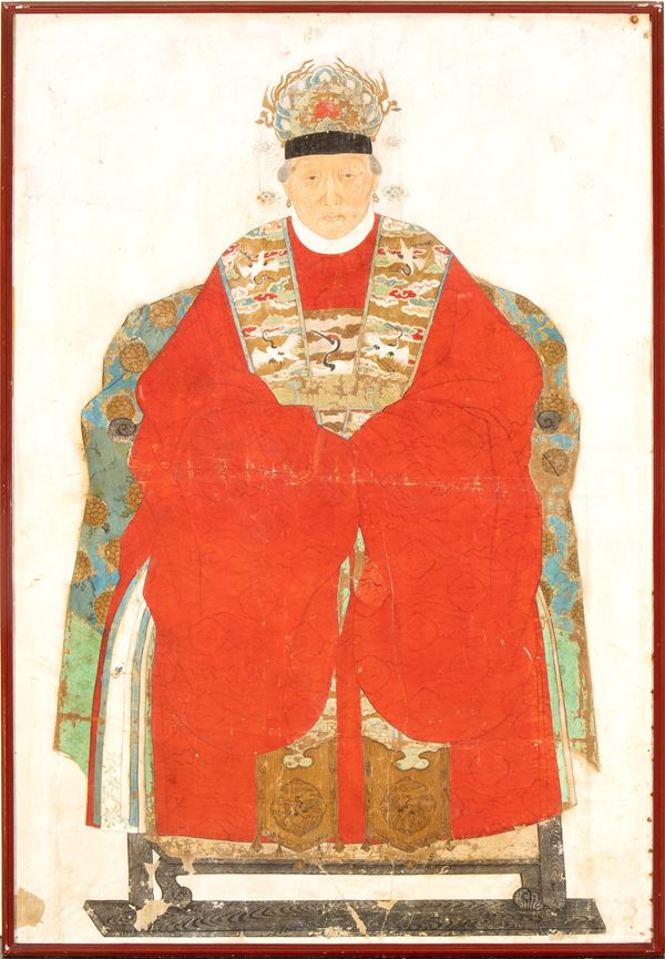 Consorte in trono  (Cina, dinastia Ming (1368-1644))  - Asta ARTE ORIENTALE DA IMPORTANTI COLLEZIONI PRIVATE - Bertolami Fine Art - Casa d'Aste