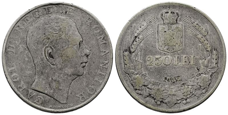 Romania. Carlo II (1930-1940). 250 Lei 1939. Km 57; Ag; 12gr