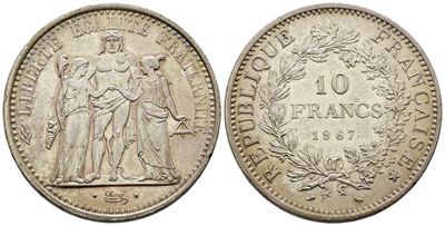 Francia. 10 Franchi 1967. Km 932; Ag; 25gr