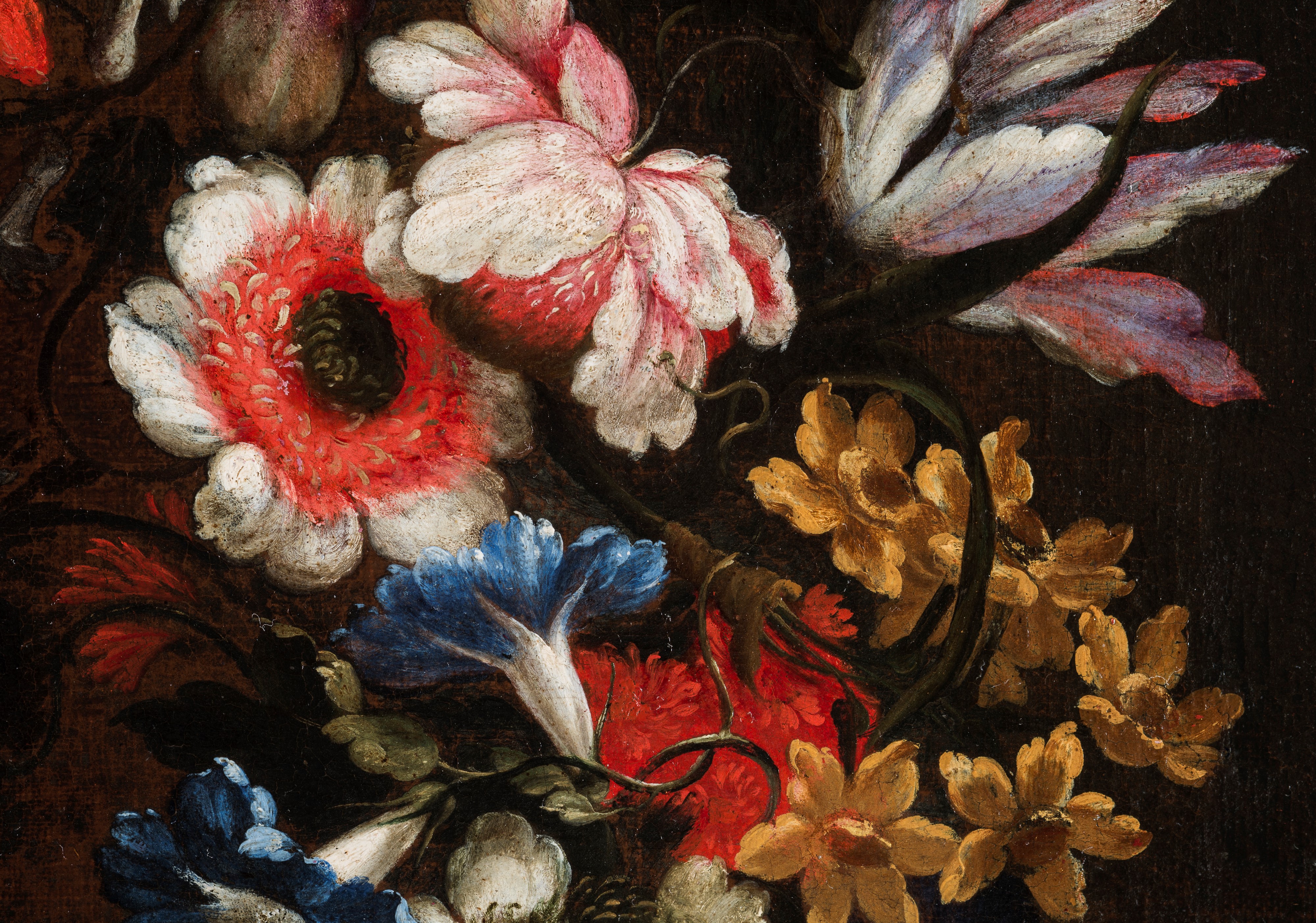 a) Ghirlanda di fiori con idillio tra Rinaldo e Armida; b) Ghirlanda di fiori con Rinaldo abbando...