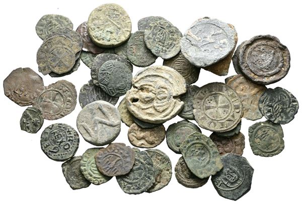SICILIA. Interessante Lotto di 50 tra denari, follari,sigilli, pesi medievali. Pesi, tipologie e metalli diversi 