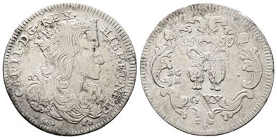 Napoli. Regno di Napoli. Carlo II di Spagna (1665-1700). Tarì 1699. Mir 300/8 P.r. 26; Ag; 4,17gr