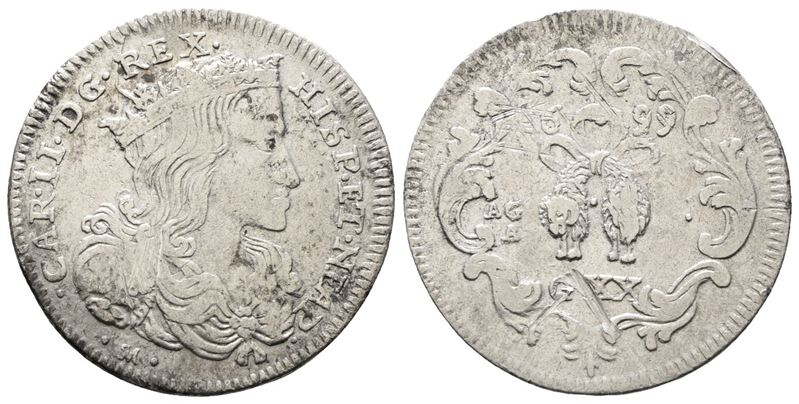 Napoli. Regno di Napoli. Carlo II di Spagna (1665-1700). Tarì 1699. Mir 300/8 P.r. 26; Ag; 4,17gr