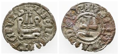 Denaro Tornese Medievale da Identificare. Ag 0,64gr 1,65mm