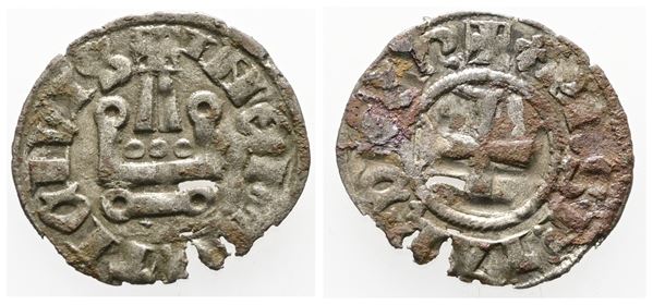 Denaro tornese medievale da identificare. Ag 0,64gr 1,65mm