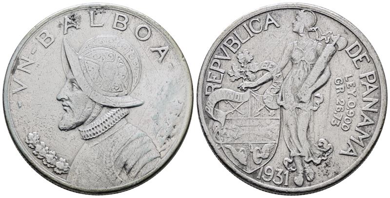 PANAMA. 1 balboa 1947. KM 13; Ag; 25gr