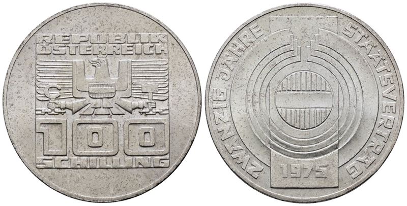 AUSTRIA. 100 scellini 1975. KM 2924; Ag; 24gr. SPL