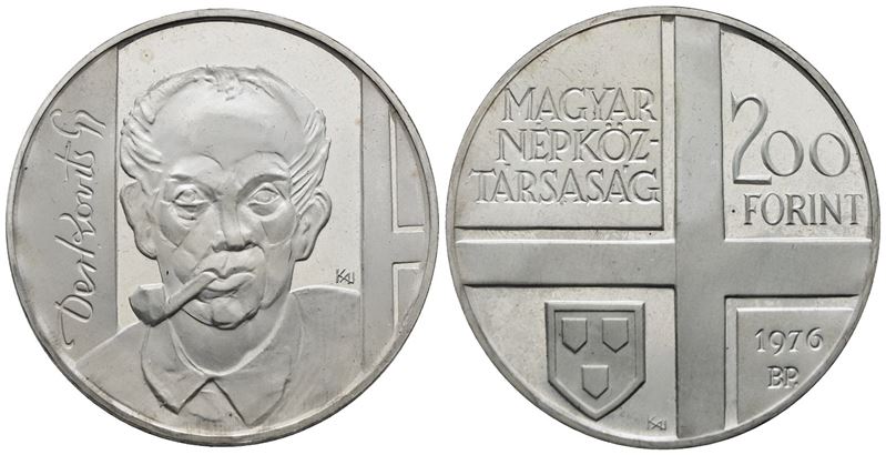Ungheria. 200 Fiorini 1976. Gyula Derkovits. Km 609; Ag; 28gr