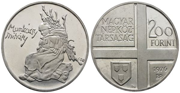 UNGHERIA. 200 fiorini 1976. Mihaly Munkacsy. KM 607; Ag; 28gr