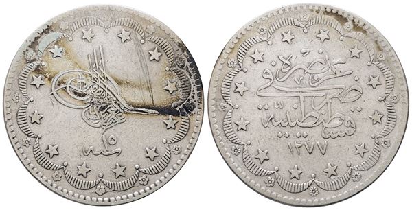 TURCHIA. Abdul Aziz (1861-1876). 20 kurush 1277 (1861-1874). KM 693; Ag; 24,77gr