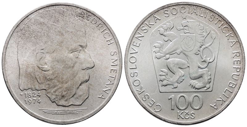 CECOSLOVACCHIA. 100 corone 1971. Bedric Smetana. KM 82; Ag; 15gr. FDC