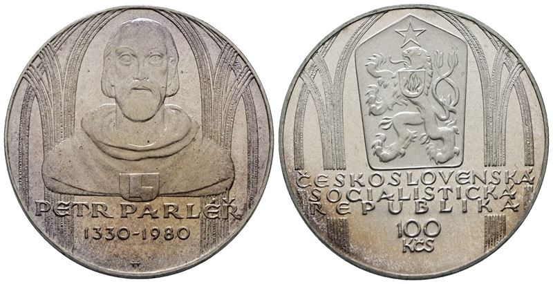 Cecoslovacchia. 100 Corone 1980. per i 650 Anni dalla Nascita di Peter Parler. Km 100; Ag; 15gr