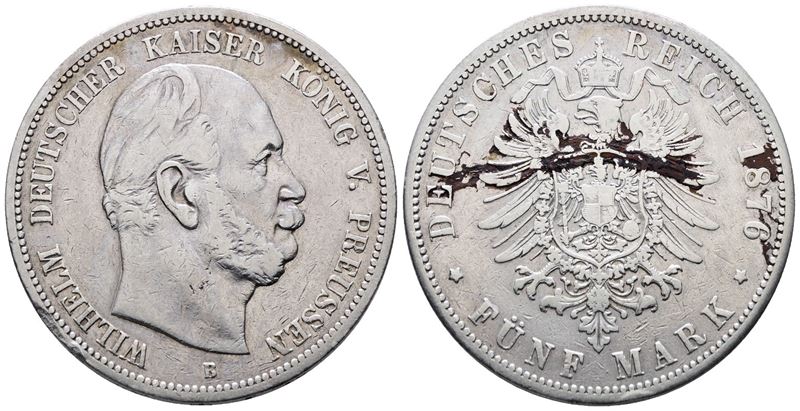 Germania. Hannover. Guglielmo i (1861-1888). 5 Marchi 1876 "b". Km 503; Ag; 27,77gr