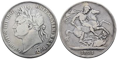 Inghilterra. Giorgio IV (1820-1830). Corona 1821. Km 680; Ag; 28,28gr. Graffietto