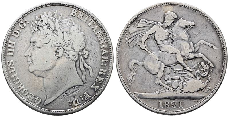 Inghilterra. Giorgio IV (1820-1830). Corona 1821. Km 680; Ag; 28,28gr. Graffietto
