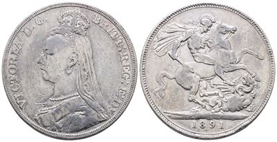 Inghilterra. Vittoria (1837-1901). Corona 1891. Km 765; Ag; 28,28gr. Colpetto