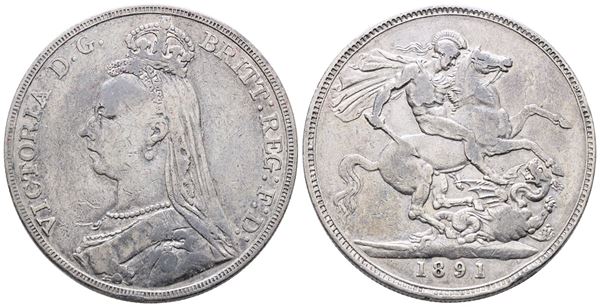 INGHILTERRA. Vittoria (1837-1901). Corona 1891. KM 765; Ag; 28,28gr. Colpetto