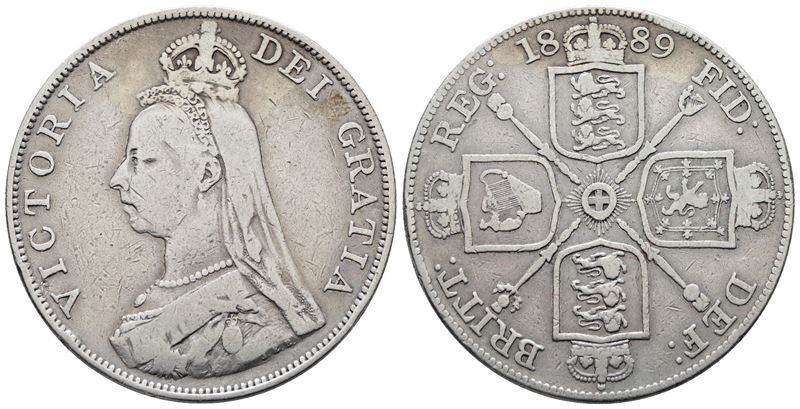Inghilterra. Vittoria (1837-1901). 2 Fiorini 1889. Km 763; Ag; 22,62gr.